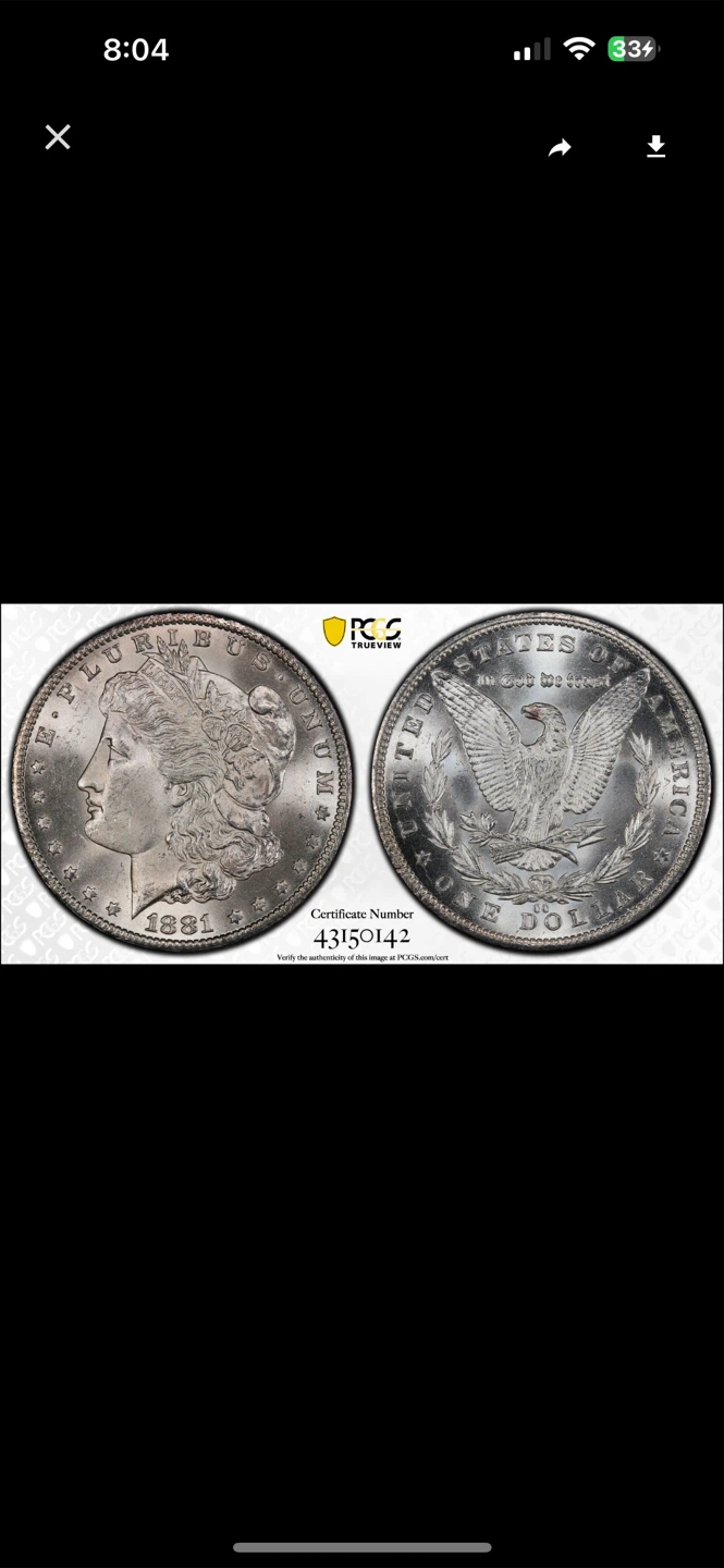 1881-CC Morgan Silver Dollar PCGS MS64+ - photo 3