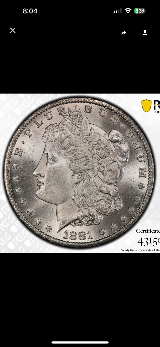 1881-CC Morgan Silver Dollar PCGS MS64+ - photo 4