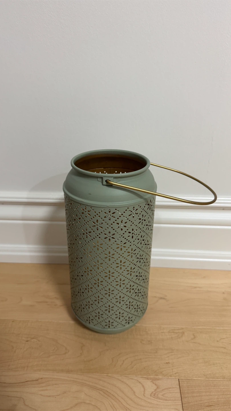 Green Metal Lantern with Handle