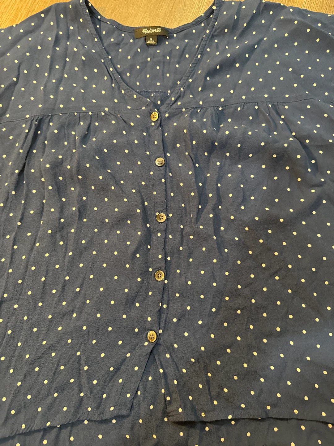 Madewell Blue Polka Dot Button Up Shirt - photo 4
