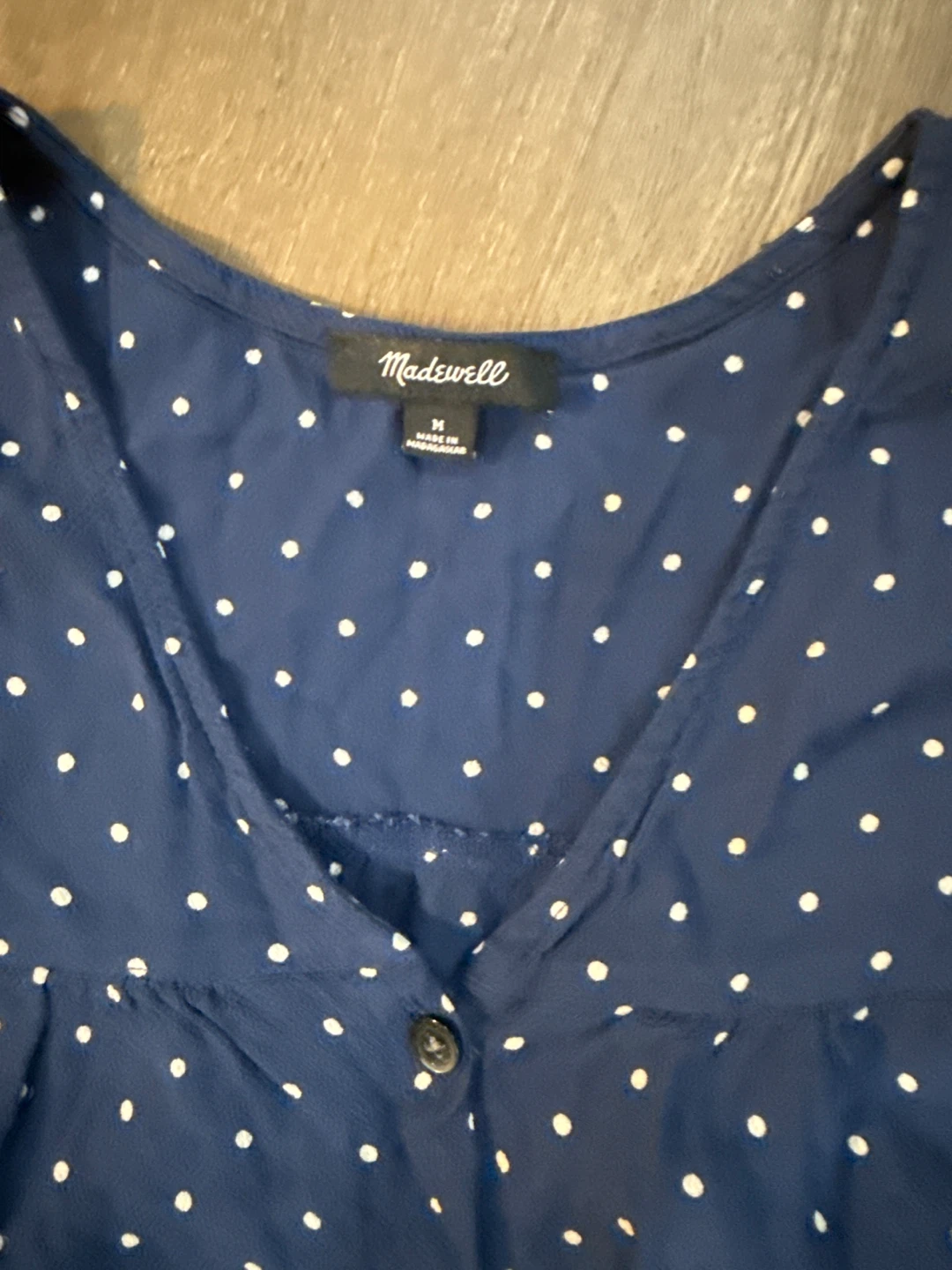 Madewell Blue Polka Dot Button Up Shirt - photo 3