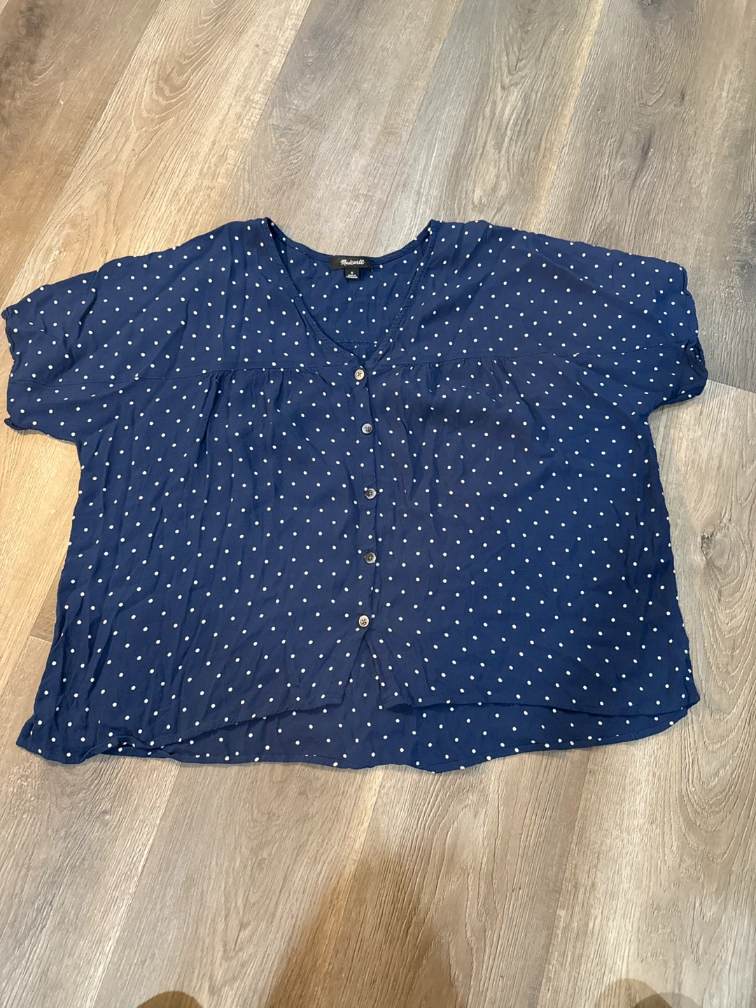 Madewell Blue Polka Dot Button Up Shirt