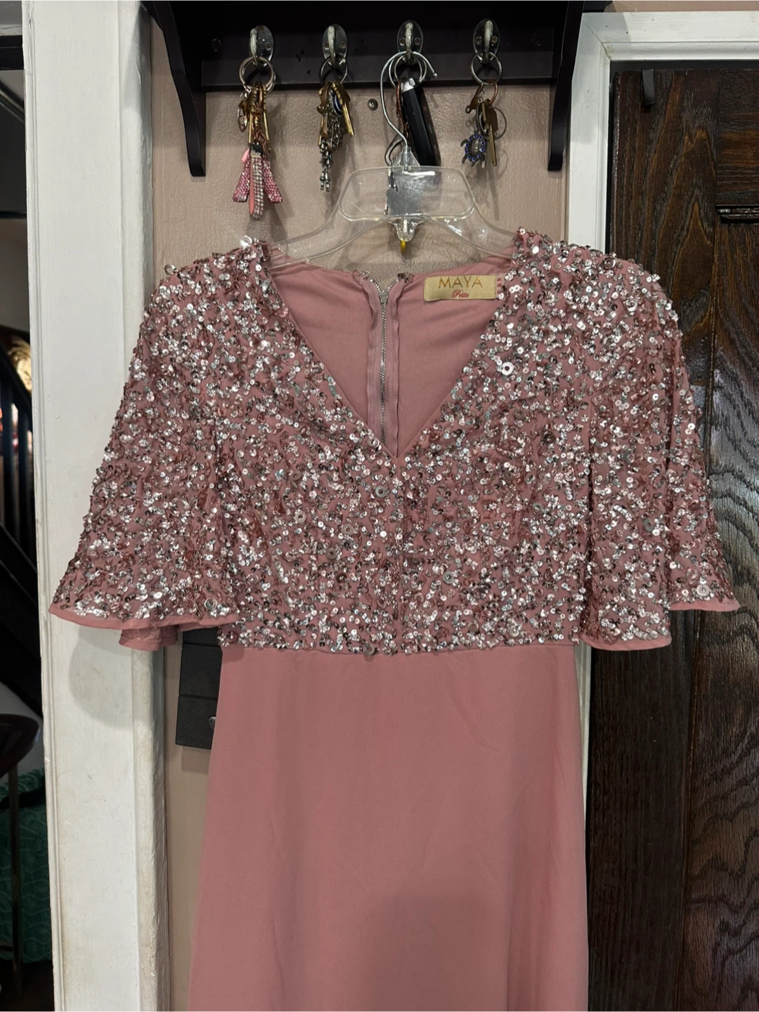 Maya Dusty Rose Sequin Capelet Maxi Dress - photo 2