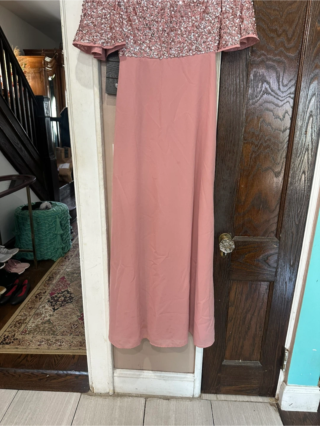 Maya Dusty Rose Sequin Capelet Maxi Dress - photo 5