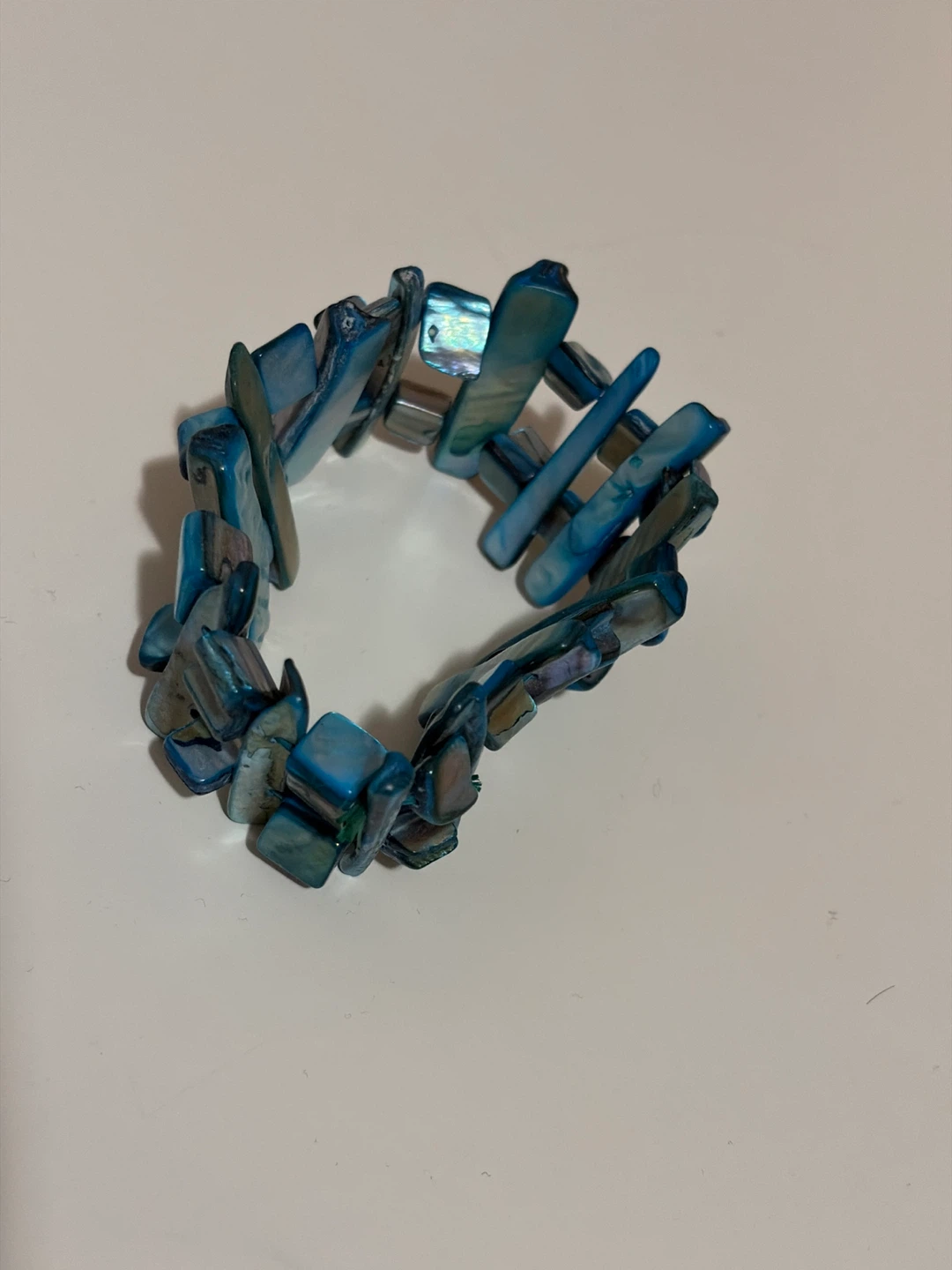 Blue Shell Beaded Stretch Bracelet