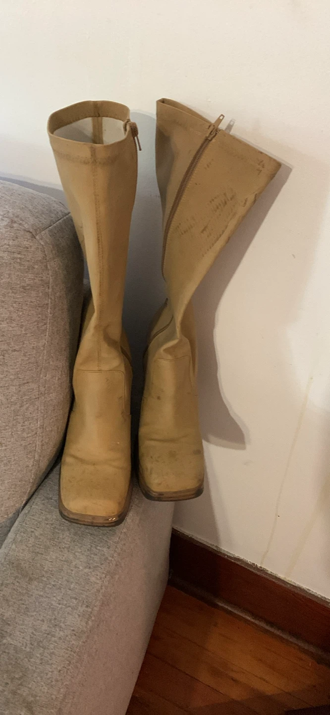 Tan Knee-High Boots call 672-975-5756