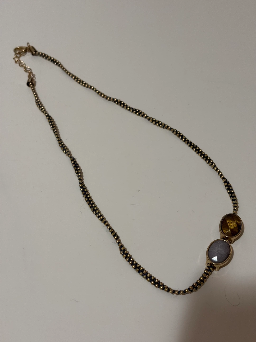 Gold-tone chain necklace with two decorative stones