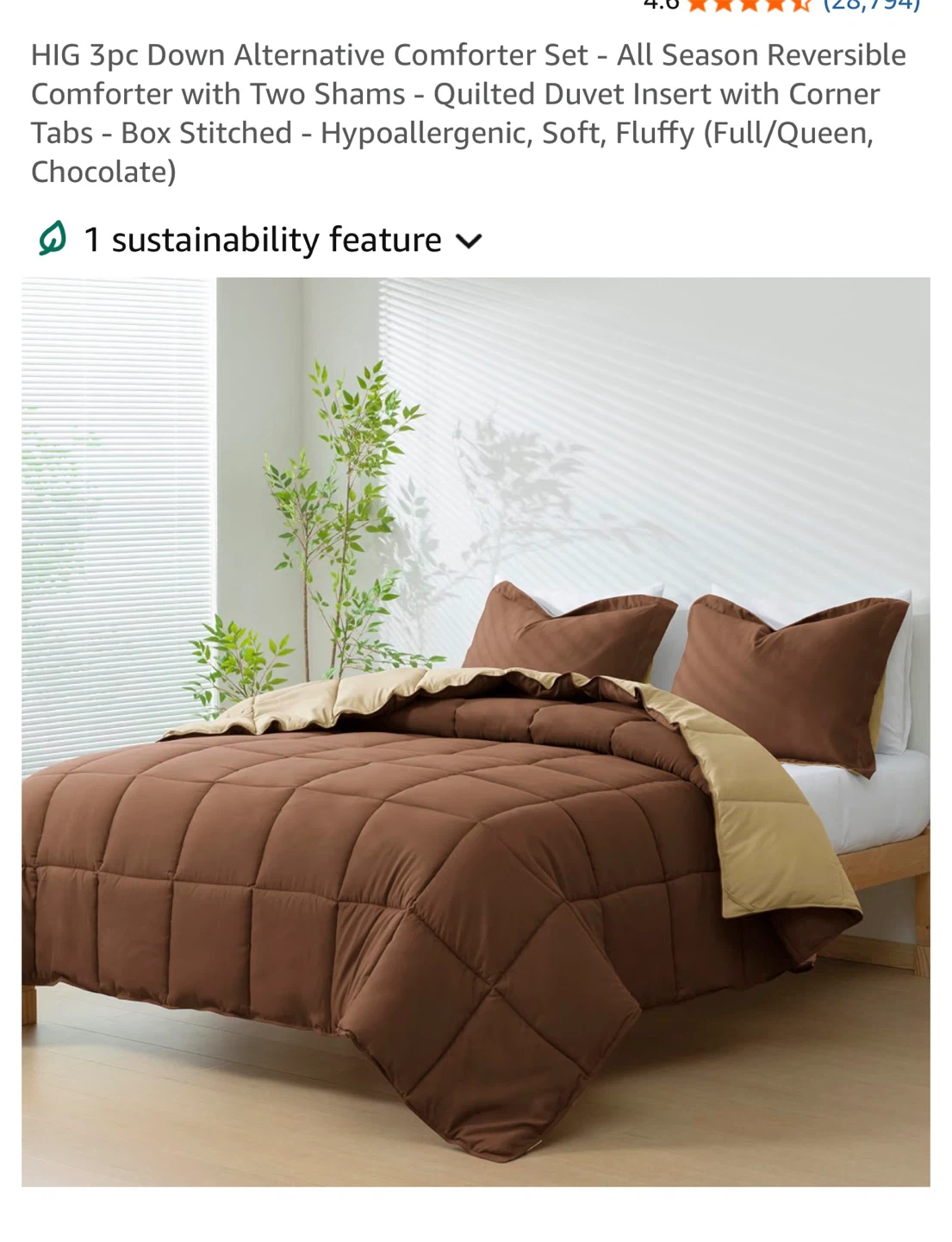 HIG 3pc Down Alternative Comforter Set - Full/Queen