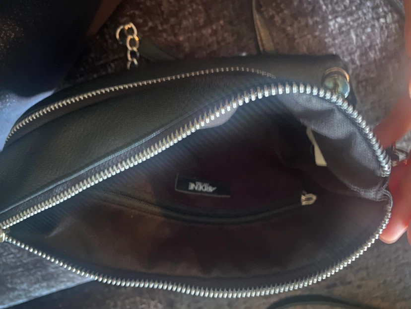 Black Faux Leather Clutch/Crossbody Bag with Chain Strap - photo 3