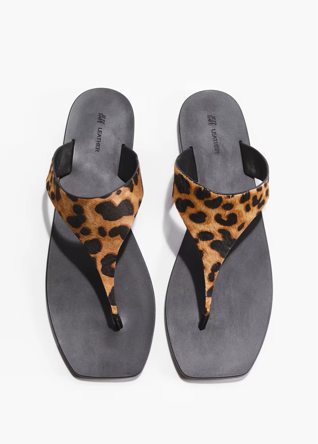 H&M premium selection- Leopard Print Leather Thong Sandals - photo 2
