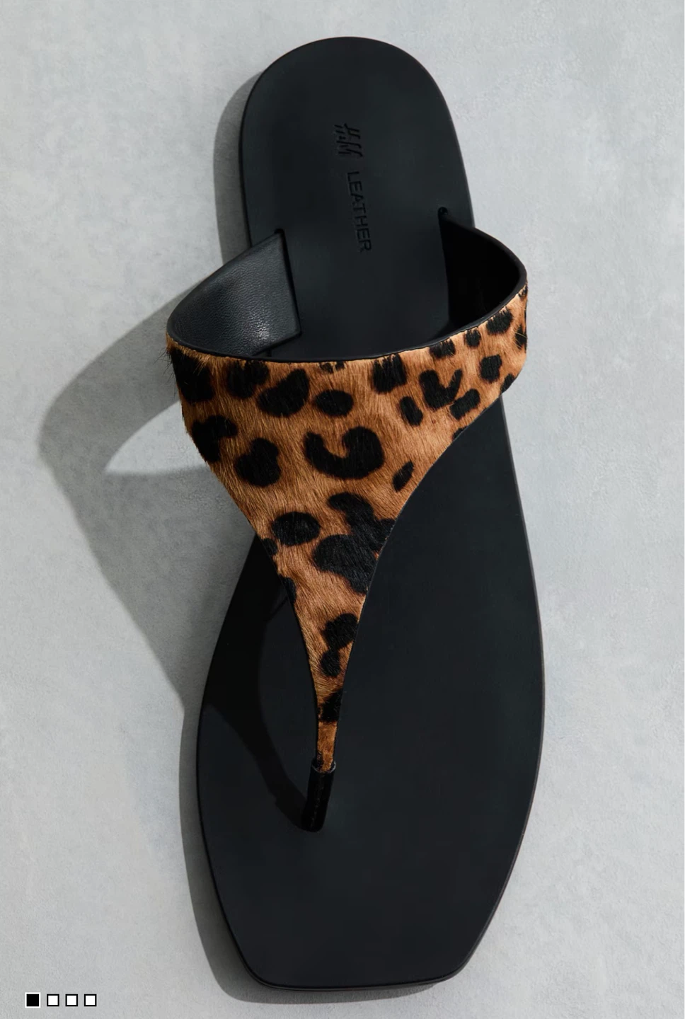H&M premium selection- Leopard Print Leather Thong Sandals