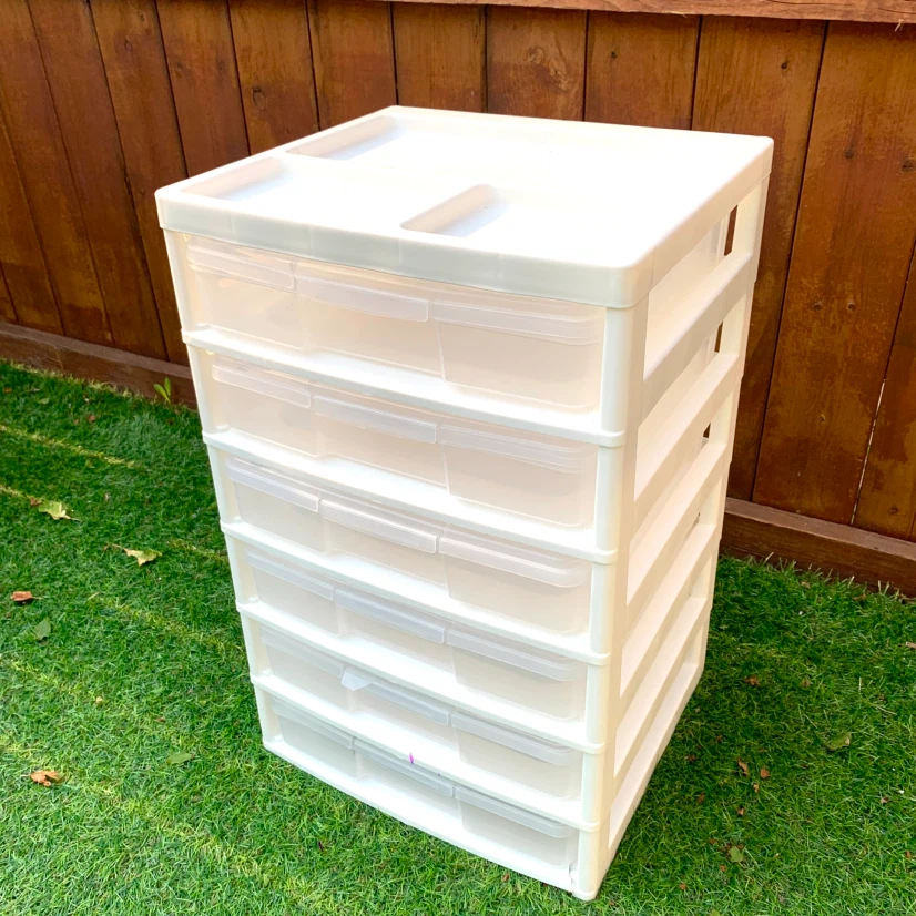 White 6-Drawer Storage Unit with Organizer Top