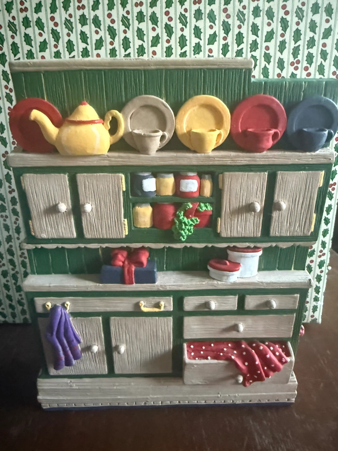 Christmas Village Display Cabinet Kitchen Scene