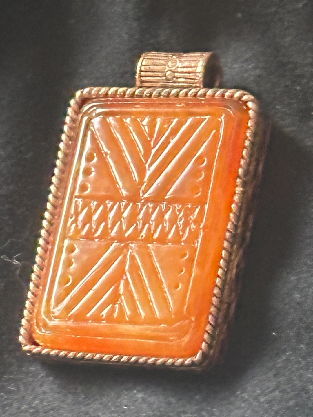 Vintage Tribal Carved Carnelian Pendant