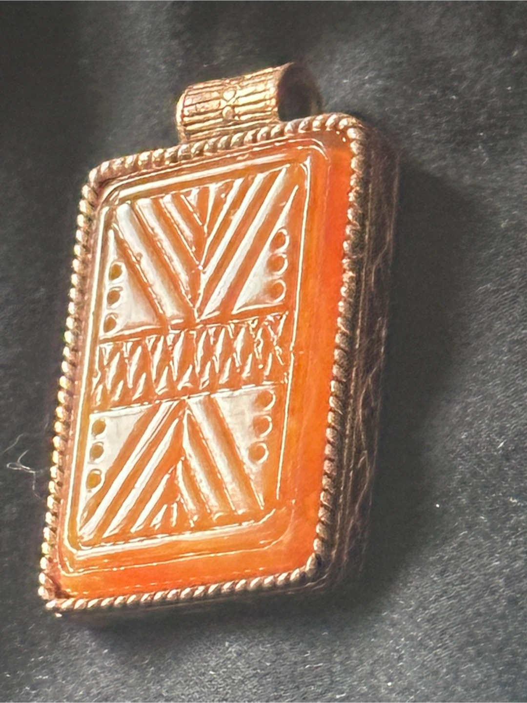 Vintage Tribal Carved Carnelian Pendant - photo 2