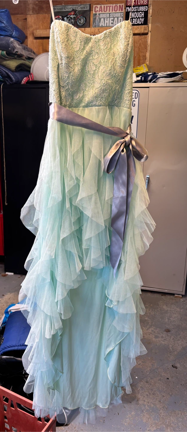 Prom dresses Le Château mint green ruffled formal dress