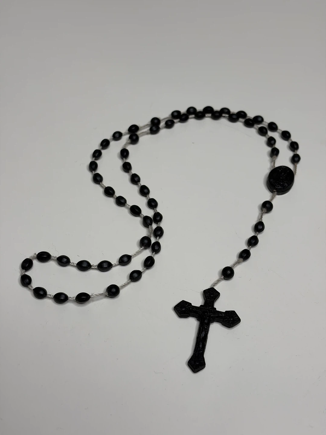 Plastic Black Rosary Beads with Crucifix