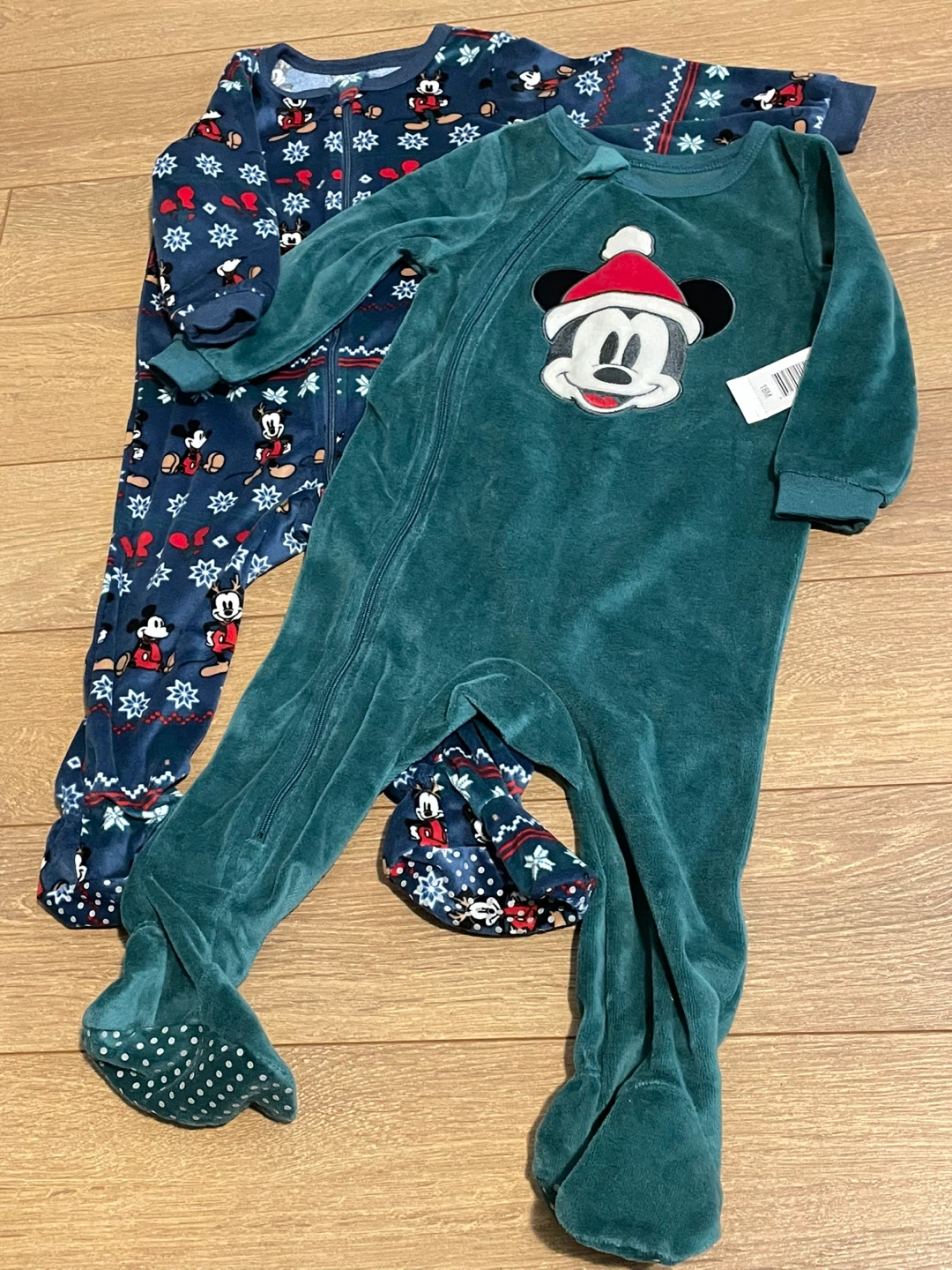 NWT Christmas Disney fleece Baby Sleepers 18M