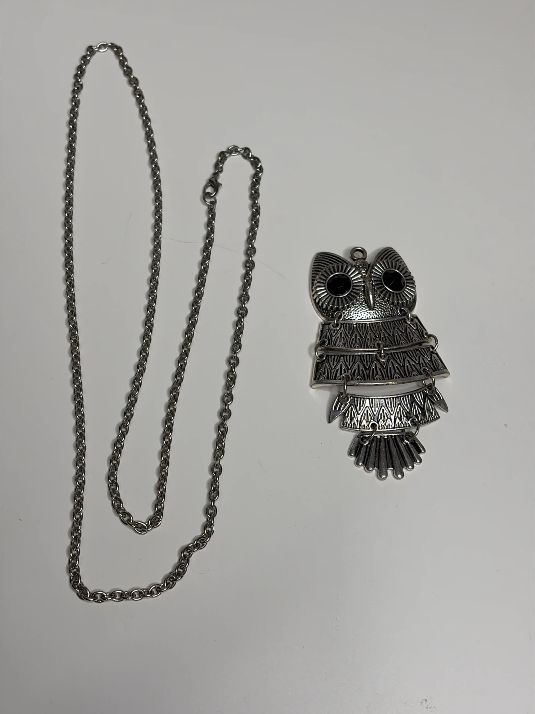 Silver Owl Pendant Necklace