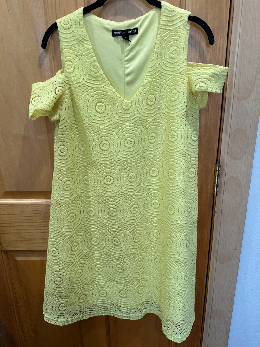 Madison Leigh Yellow Lace Cold Shoulder Dress