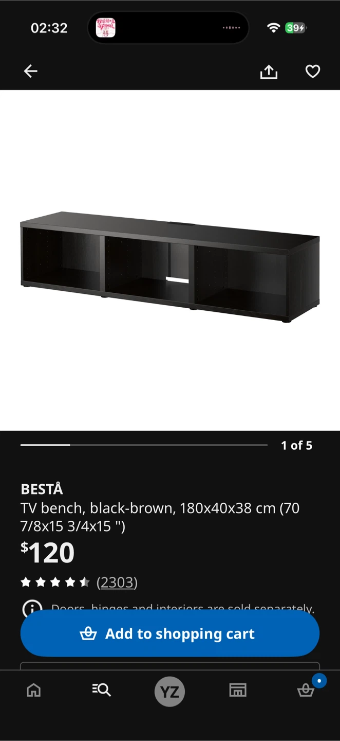 IKEA BESTÅ TV bench, black-brown