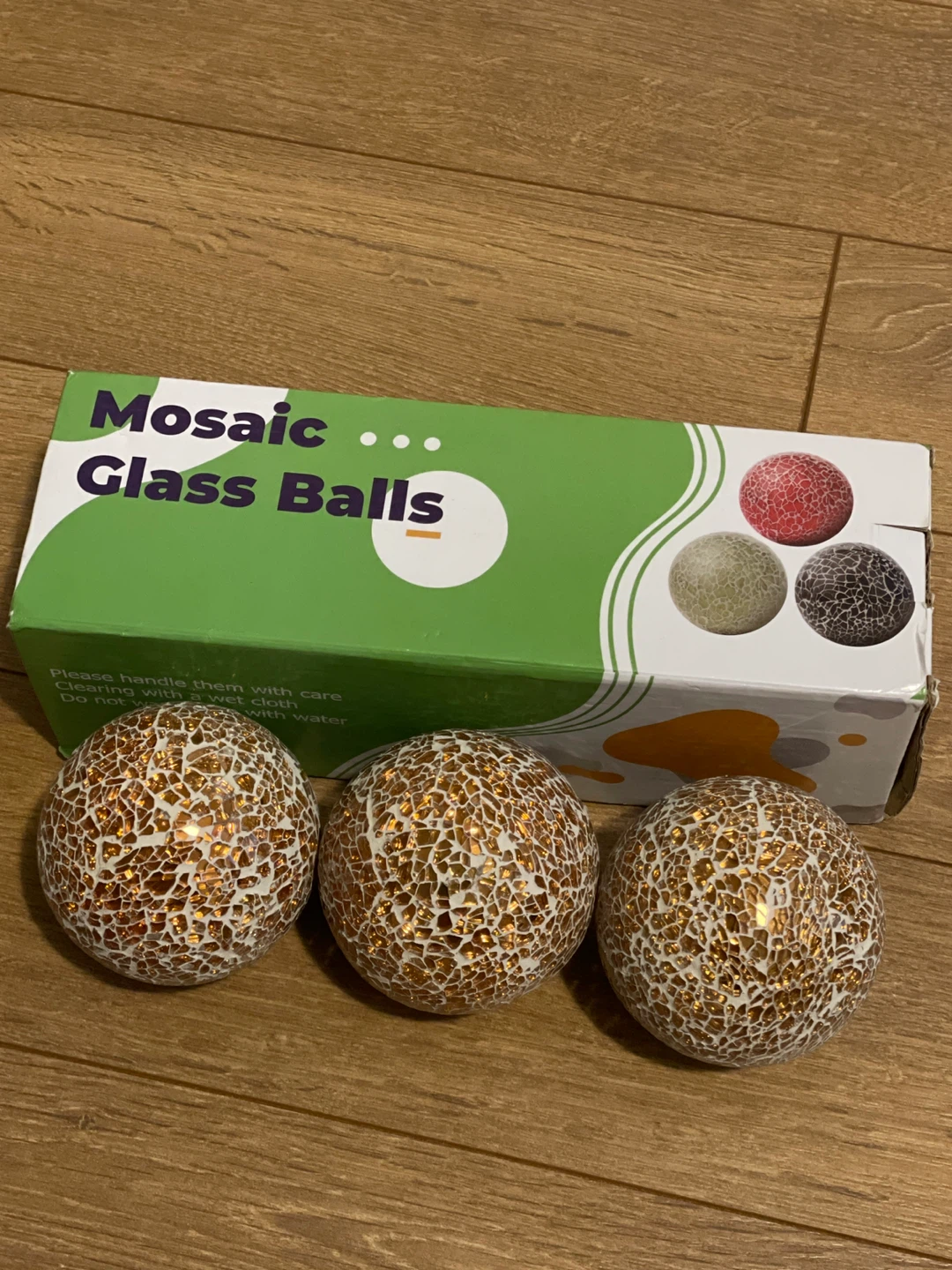New Decorative Mosaic Glass Balls x3