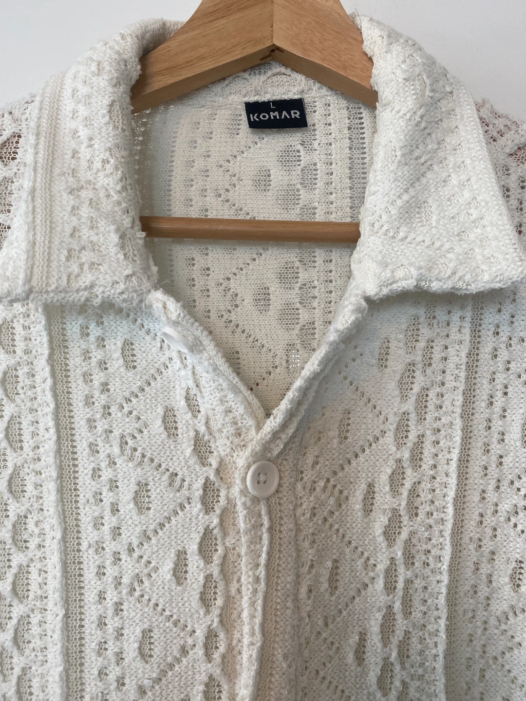 Komar White Crochet Button-Up Shirt - photo 2