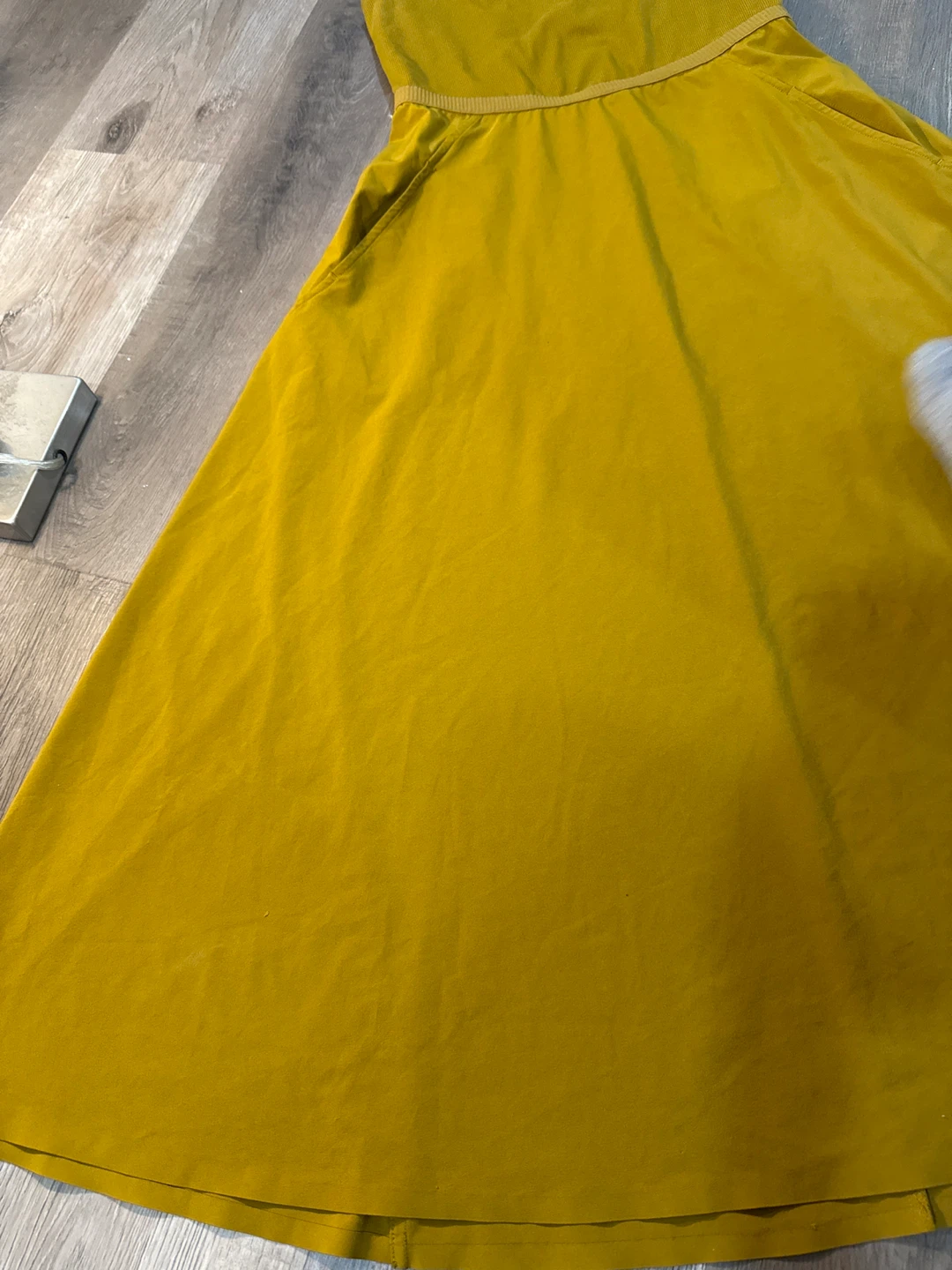 Athleta Mustard Yellow Sleeveless Midi Dress Pockets Size S - photo 2