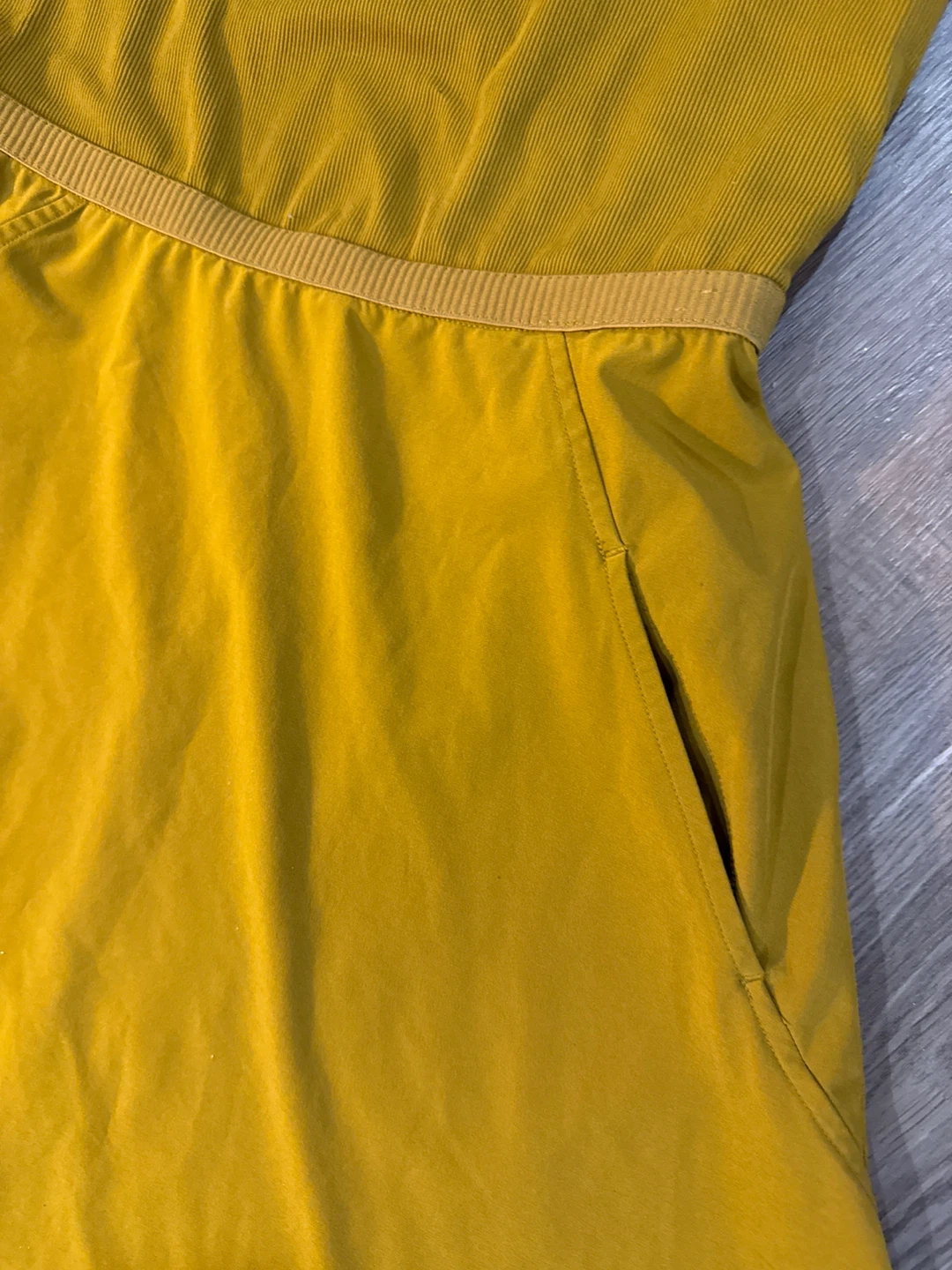 Athleta Mustard Yellow Sleeveless Midi Dress Pockets Size S - photo 4