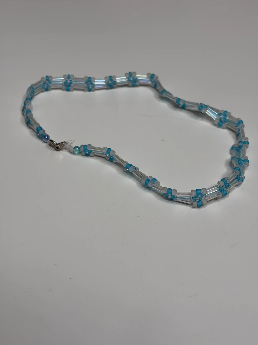Beaded Choker Blue and White