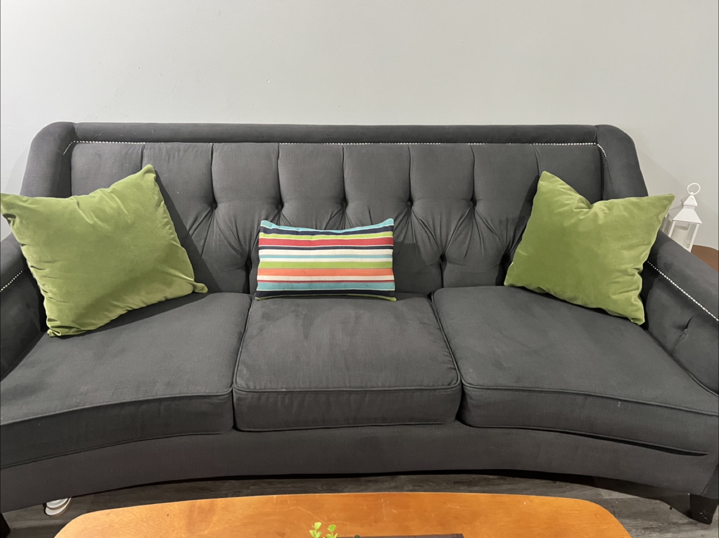 Dark Grey Tufted Sofa