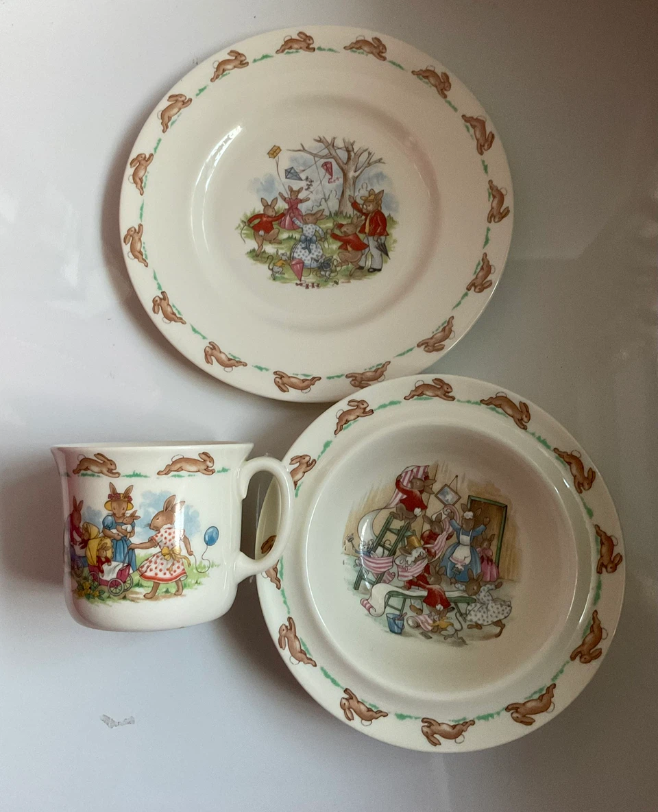 Vintage Royal Doulton Bunnykins 3-Piece Nursery Set