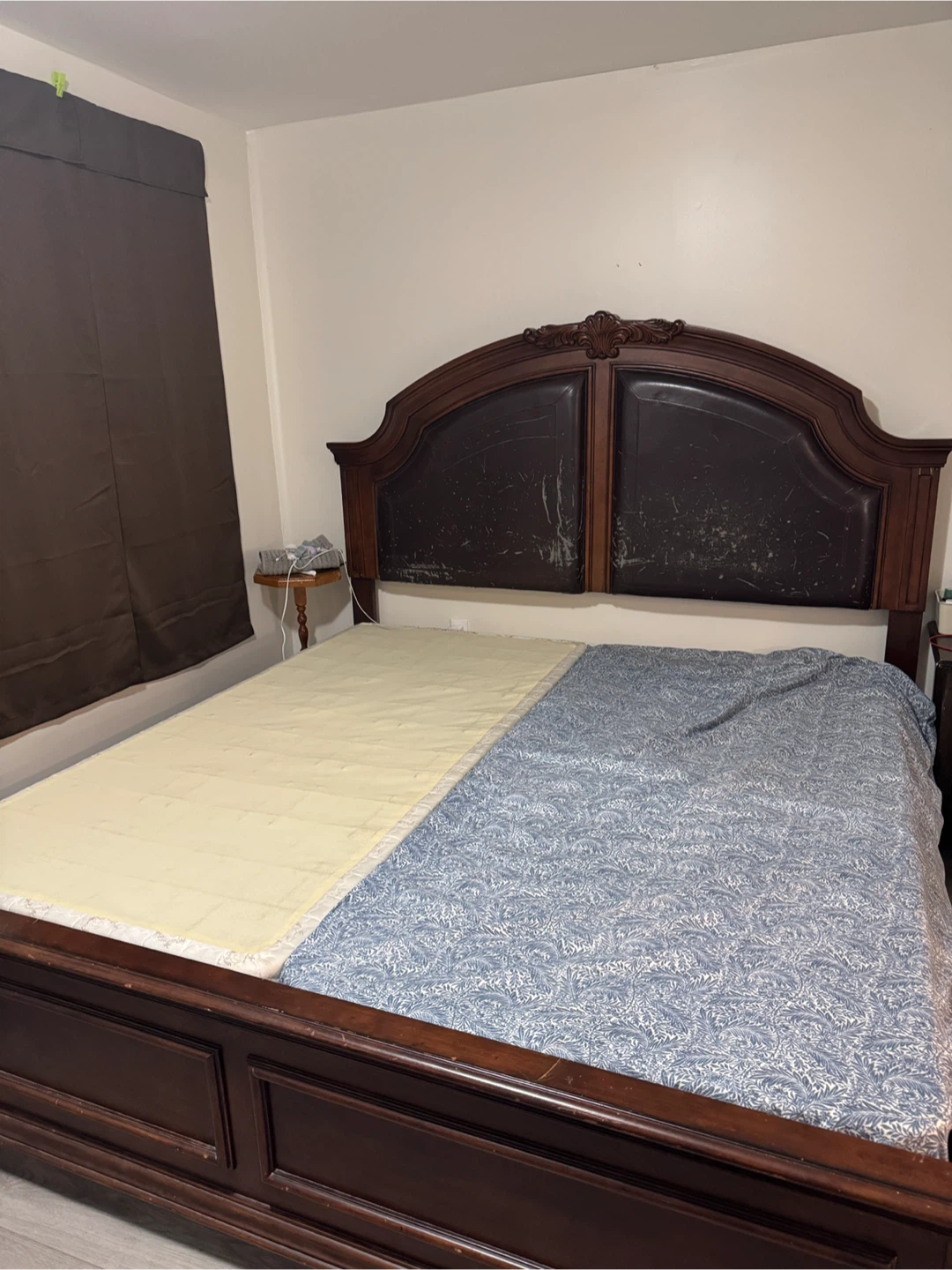 Dark Wood king Bed Frame with Headboard