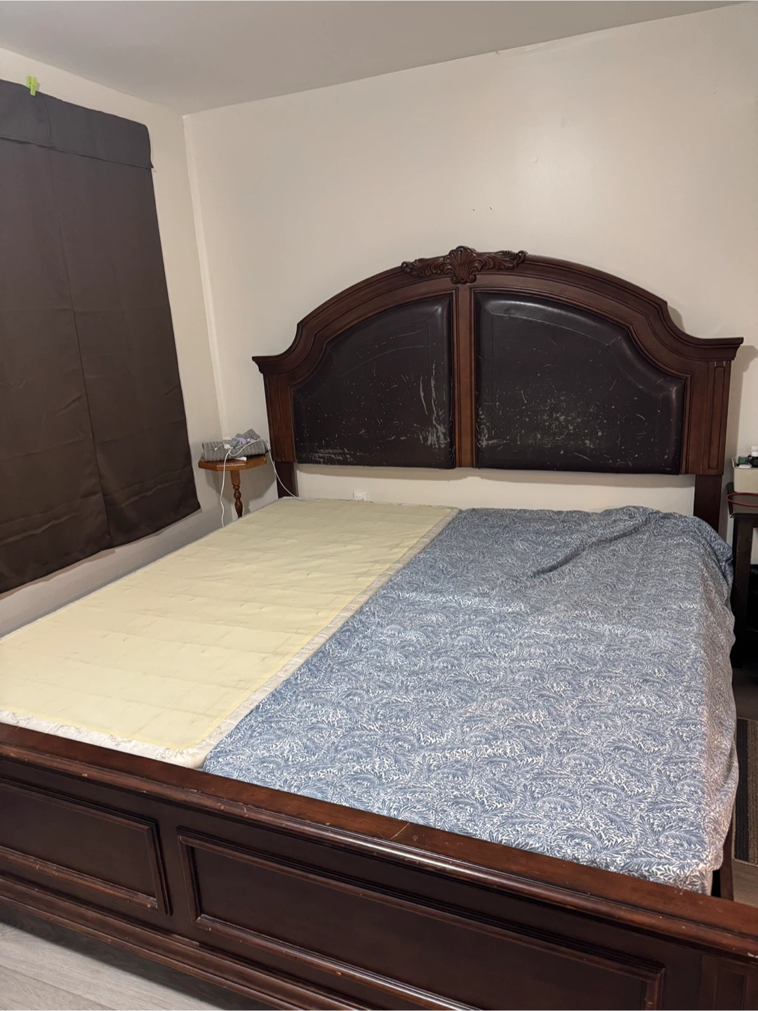 Dark Wood king Bed Frame with Headboard - photo 2