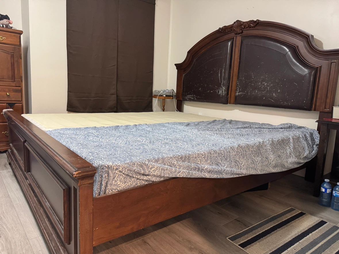 Dark Wood king Bed Frame with Headboard - photo 3