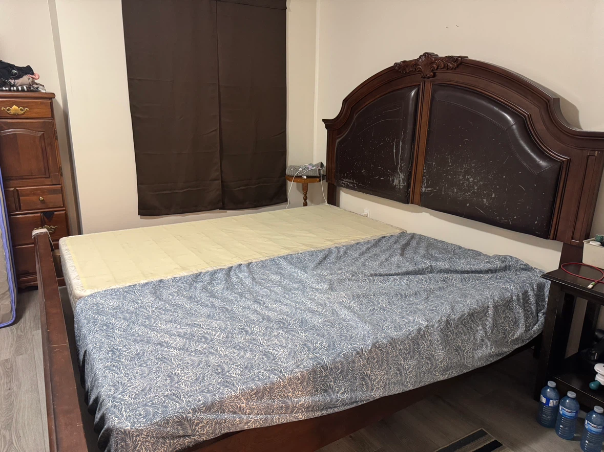 Dark Wood king Bed Frame with Headboard - photo 4