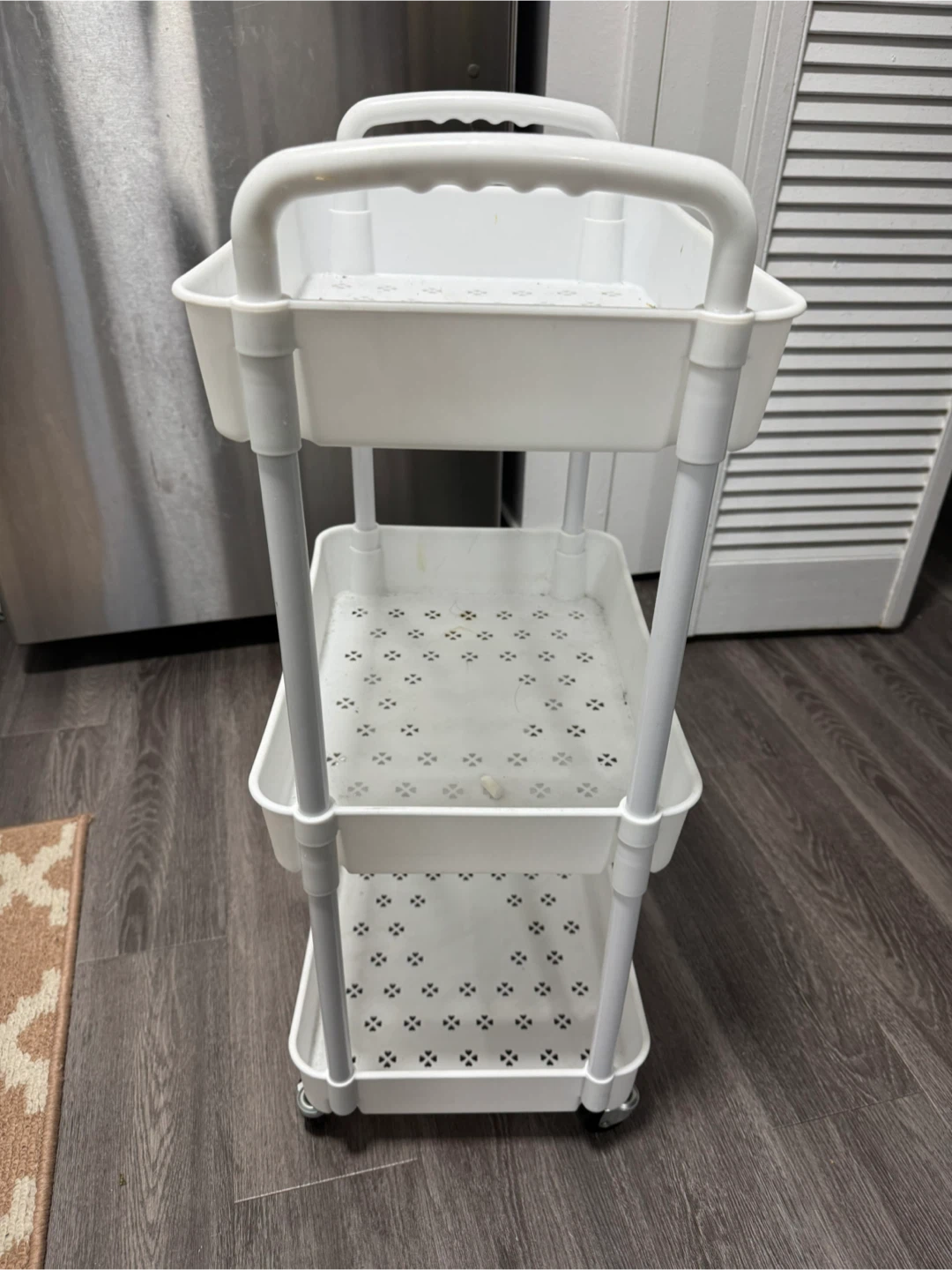 White 3-Tier Rolling Utility Cart