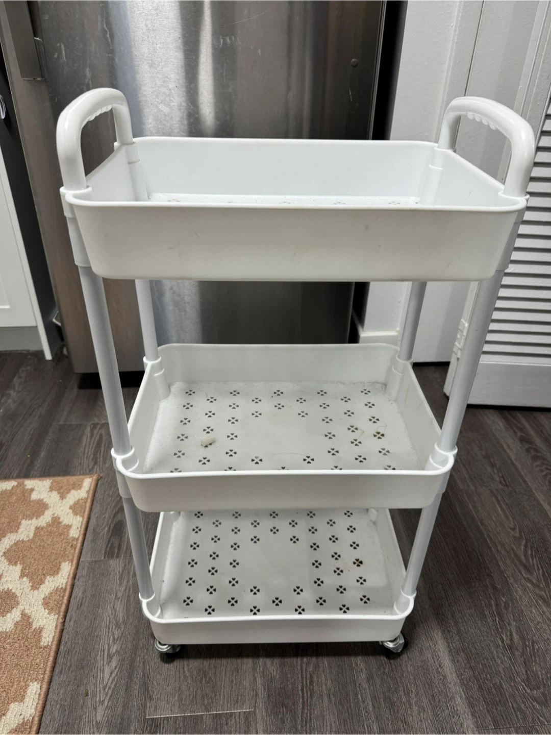 White 3-Tier Rolling Utility Cart - photo 2