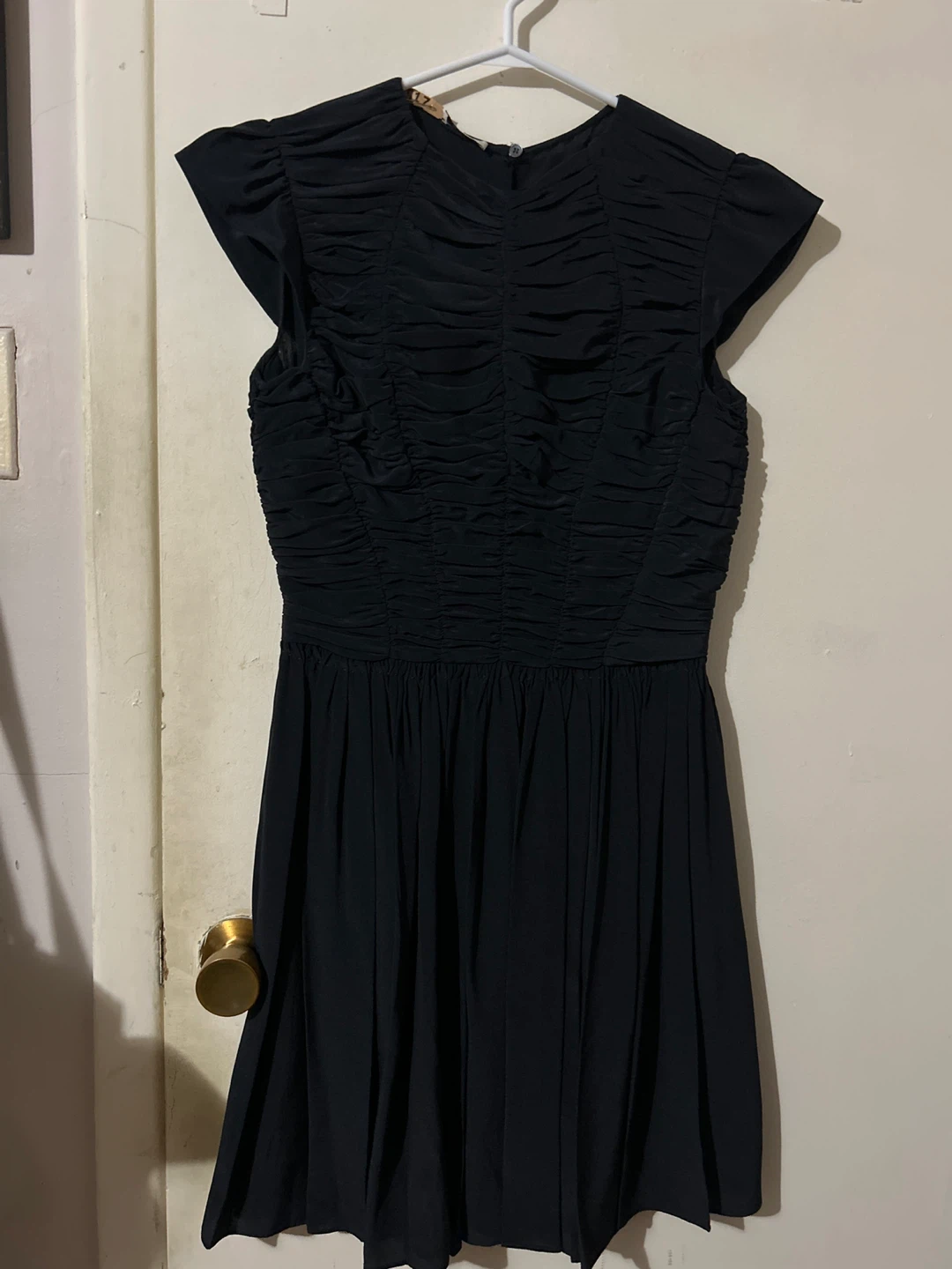 Miu Miu Black Ruched Cap Sleeve Dress
