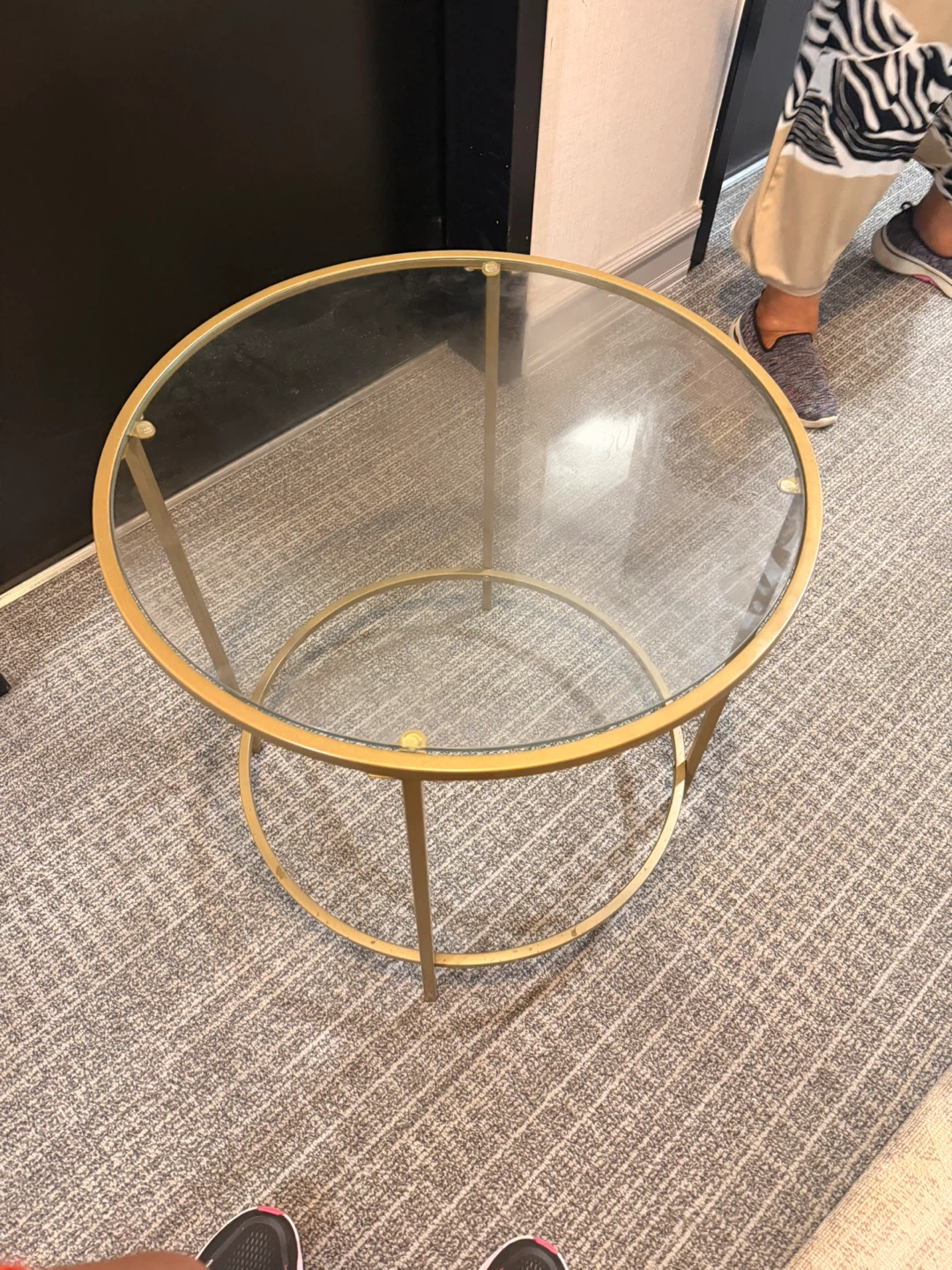 Gold Round End Table with Glass Top - photo 2