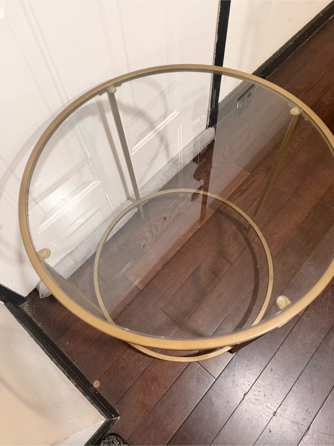Gold Round End Table with Glass Top - photo 3