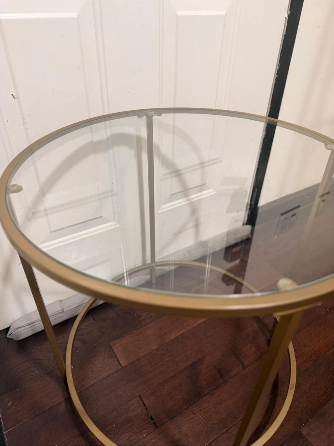 Gold Round End Table with Glass Top - photo 4