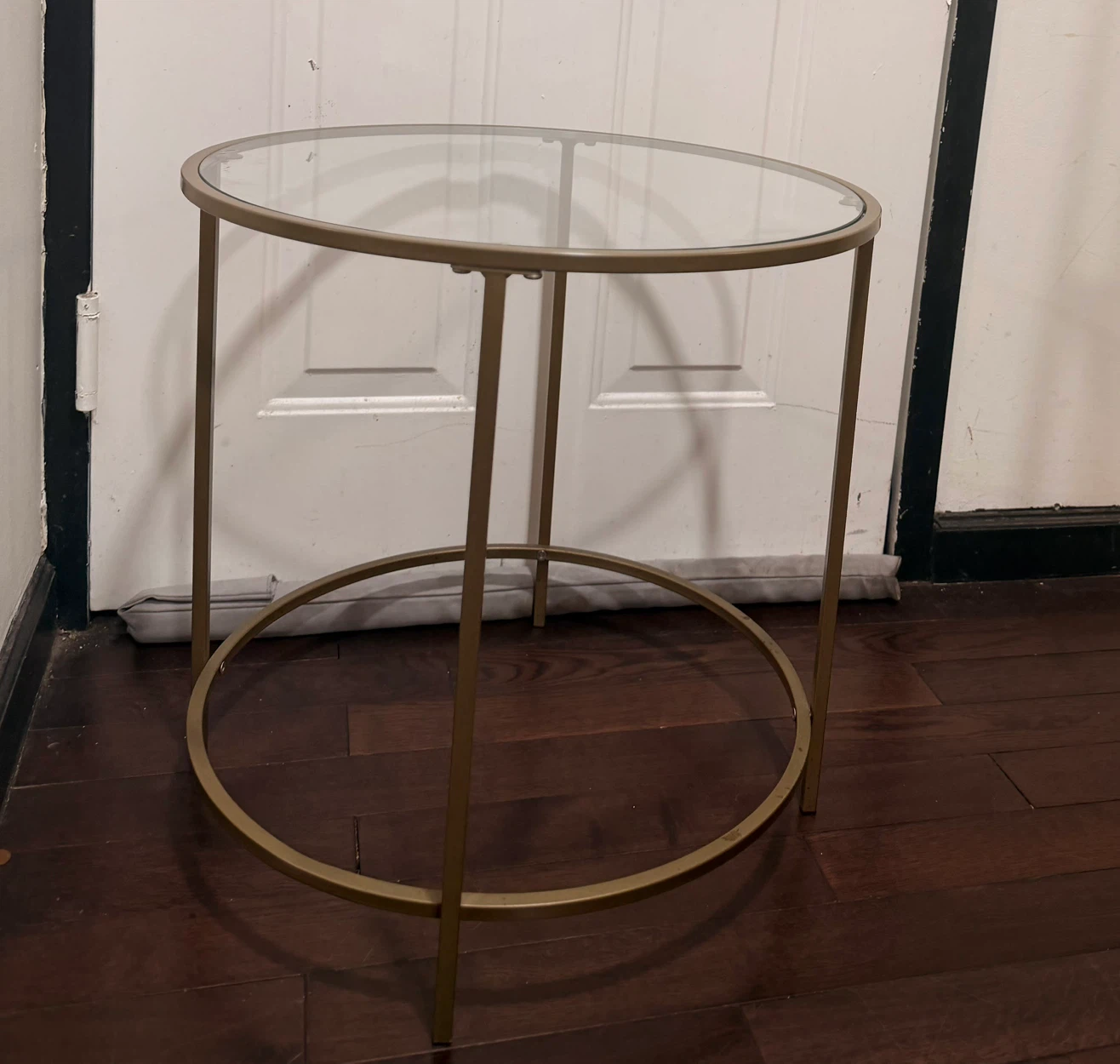 Gold Round End Table with Glass Top - photo 5