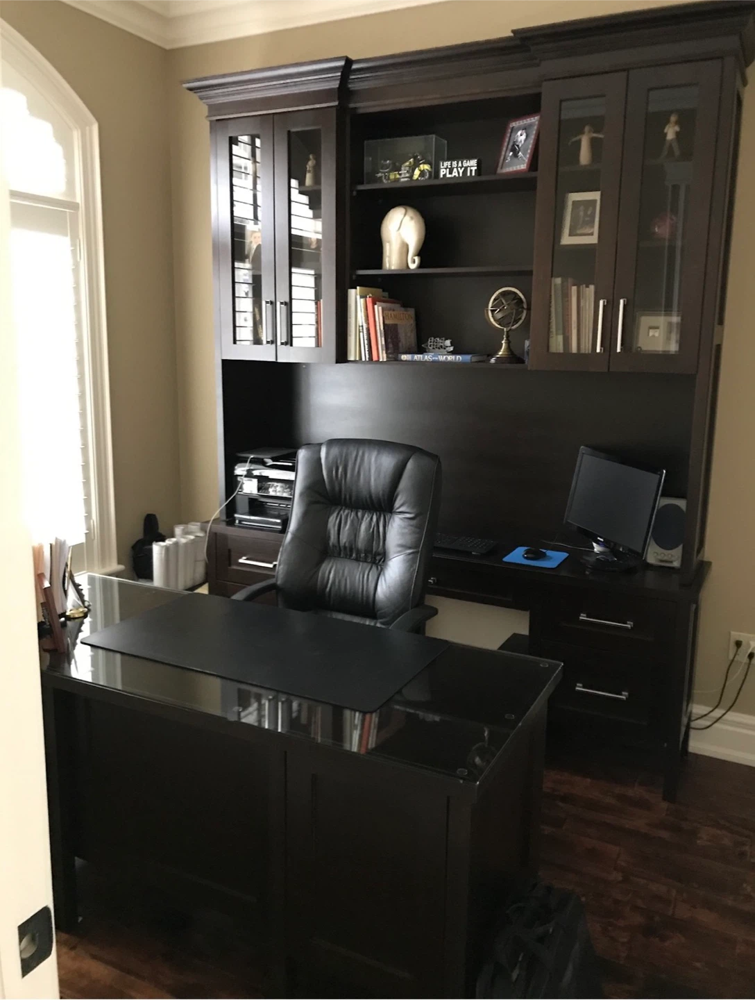 Custom made Dark Wood Executive Desk with Hutch and Chair - photo 3