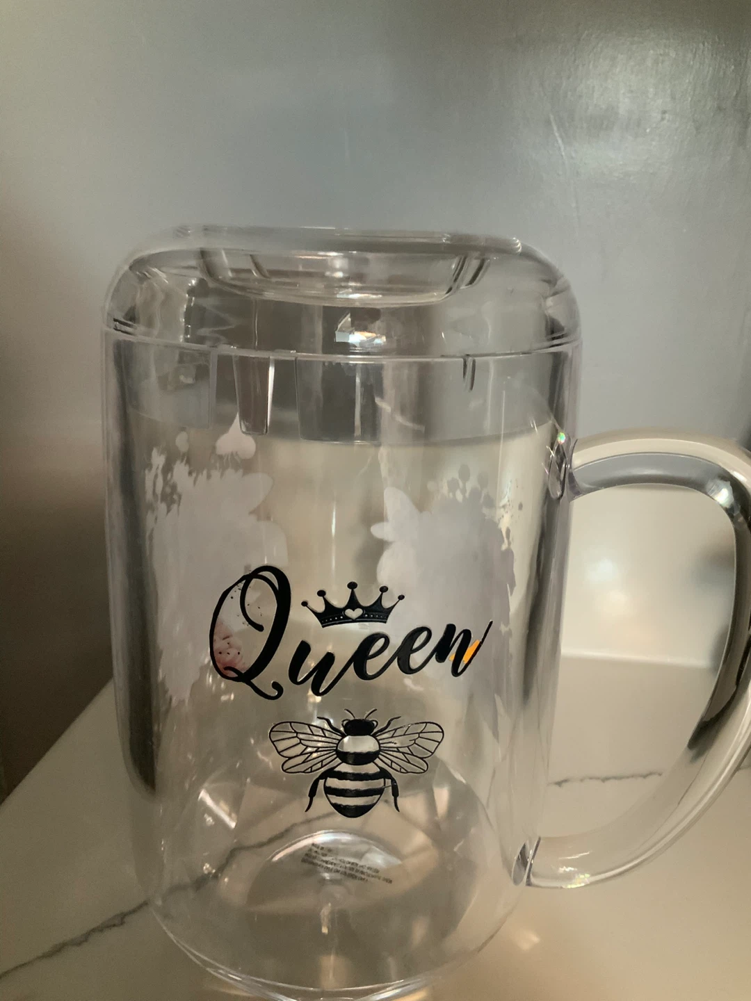 Clear Pitcher with Bee & Flower Design - photo 3