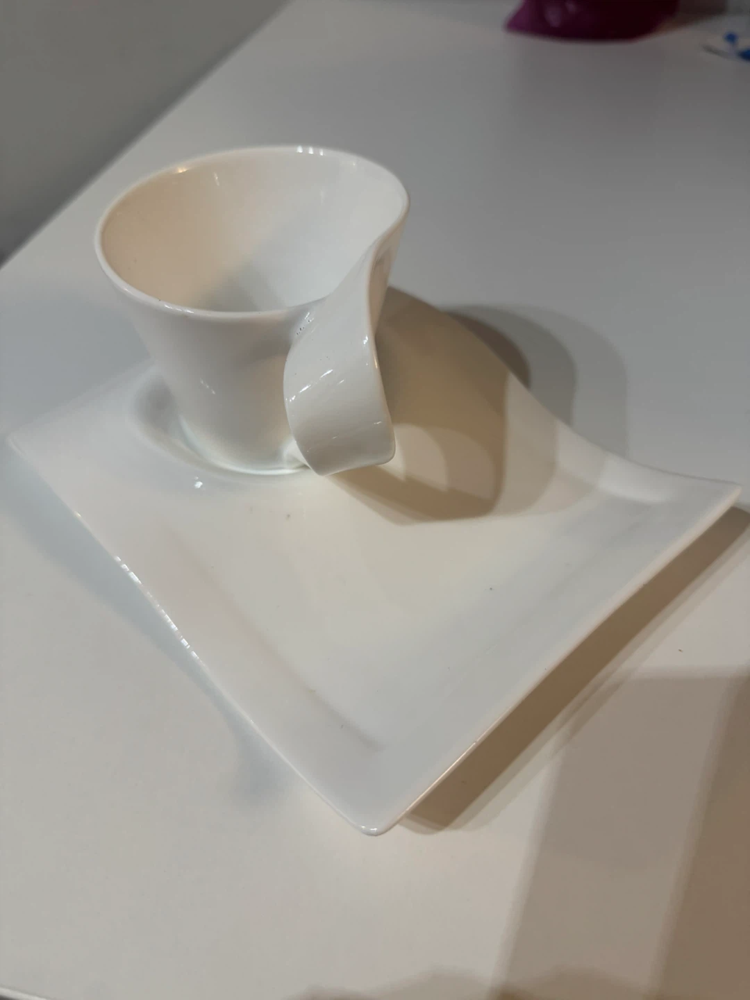 White Ceramic Cup and Saucer Set - photo 3