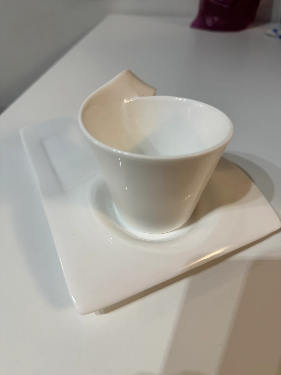 White Ceramic Cup and Saucer Set - photo 2