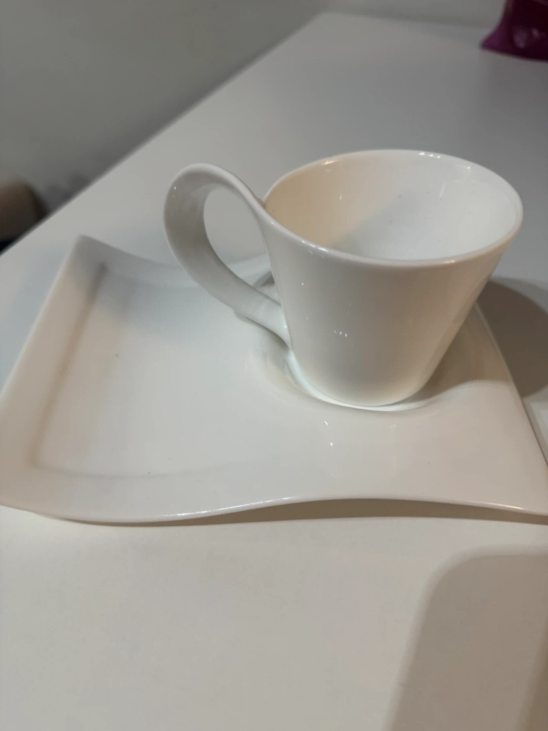 White Ceramic Cup and Saucer Set - photo 4