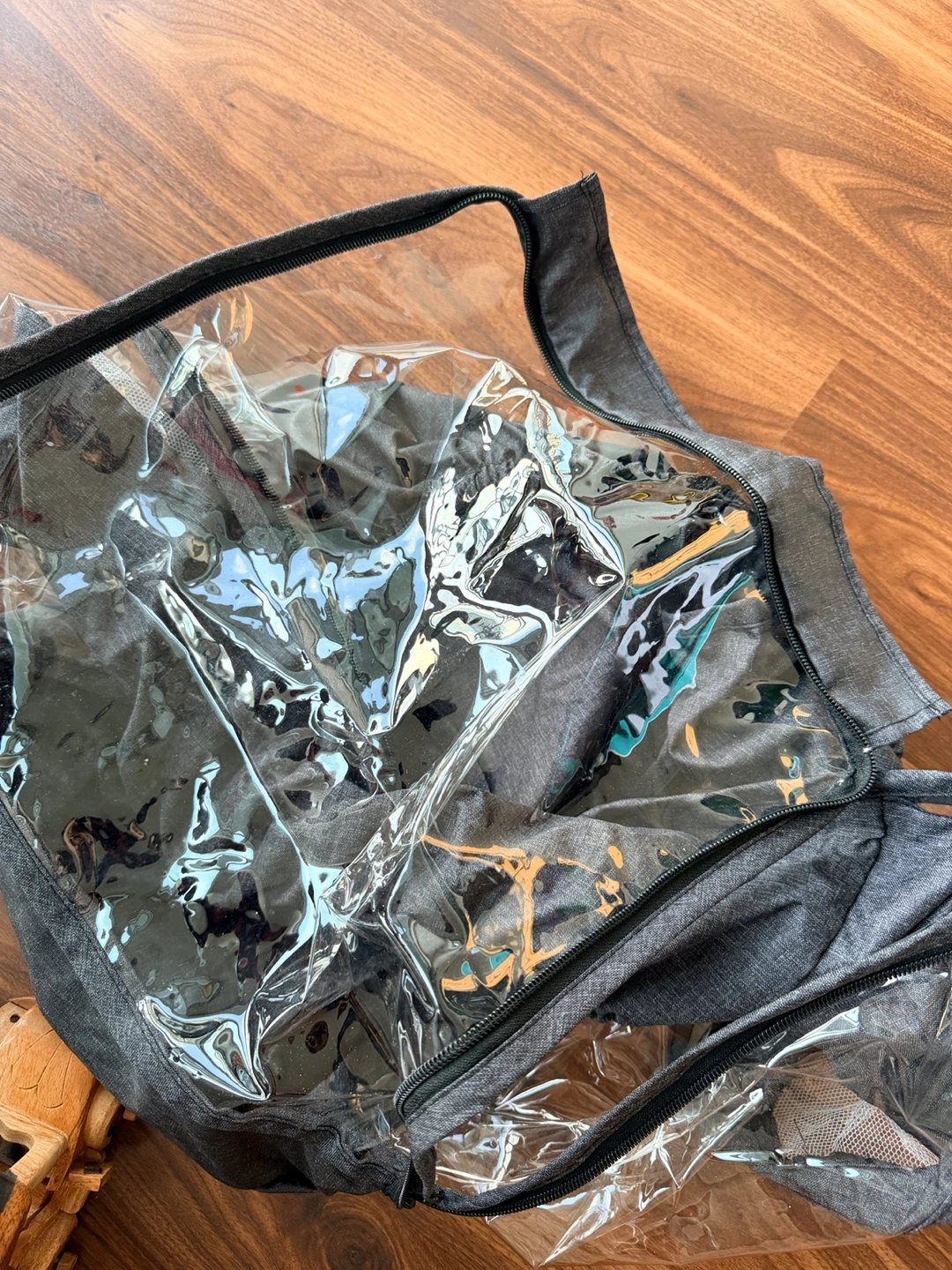 Grey stroller rain cover