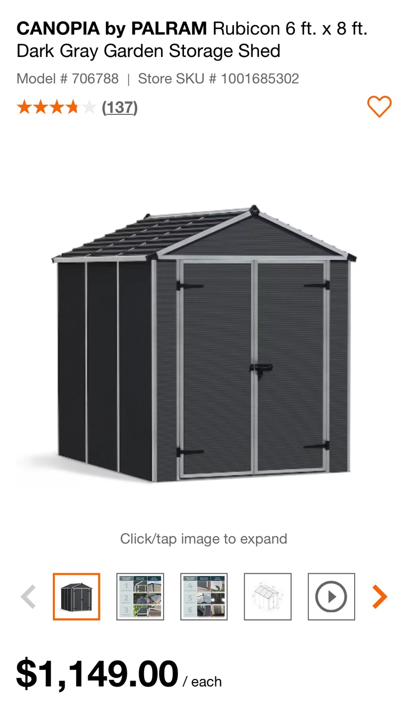 Brand New 6x8 Palram Rubicon Shed $700 - photo 3